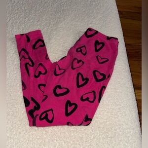 Total Girl Pink Leggings with Black Hearts